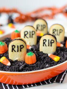 Graveyard-Chocolate-Cheesecake-Dip-for-Halloween---Brownie-cheesecake-dip-with-Oreo-dirt-and-cookie-tombstones.