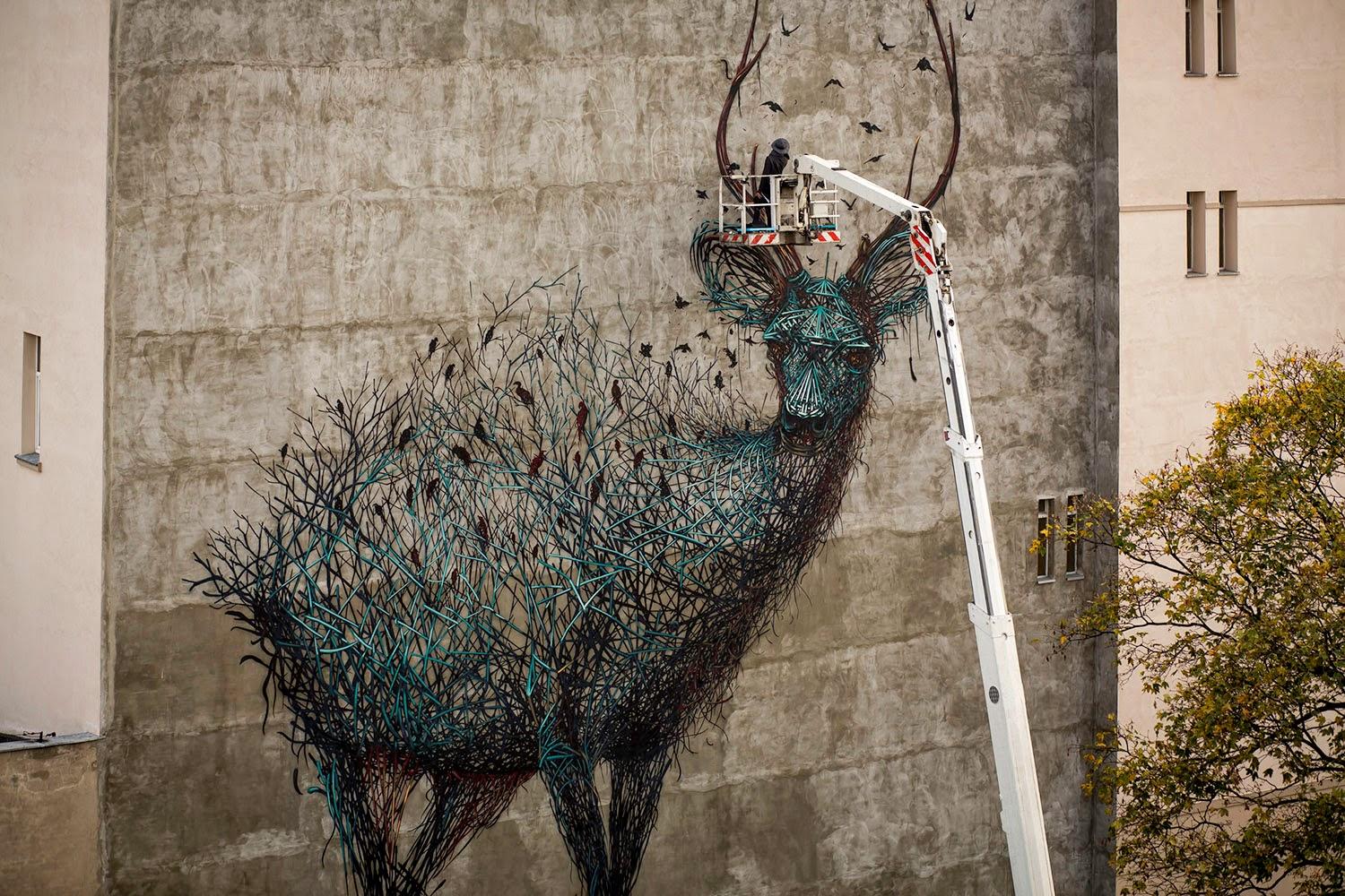 Le cerf de Lodz par DALest en Pologne - Street Art