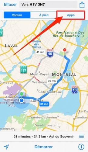 2014 10 24 13.12.51 290x500 iPhone iOS 8: comment créer un itinéraire sur Google Maps, Waze ou Tomtom depuis l’application Plans