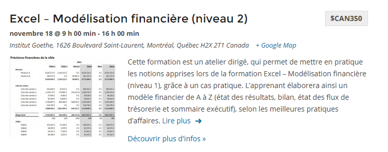 3 formations et ateliers dirigés à ne pas manquer en novembre! Modélisation financière