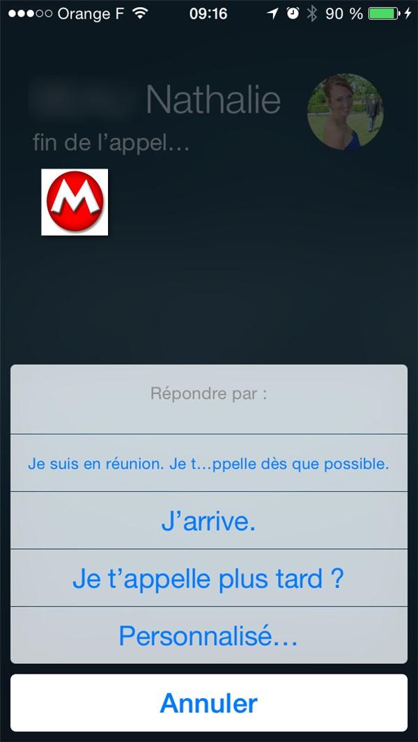 Tutoriel iOS : Répondre à un appel téléphonique par un message iOS_Repondre_par_message3