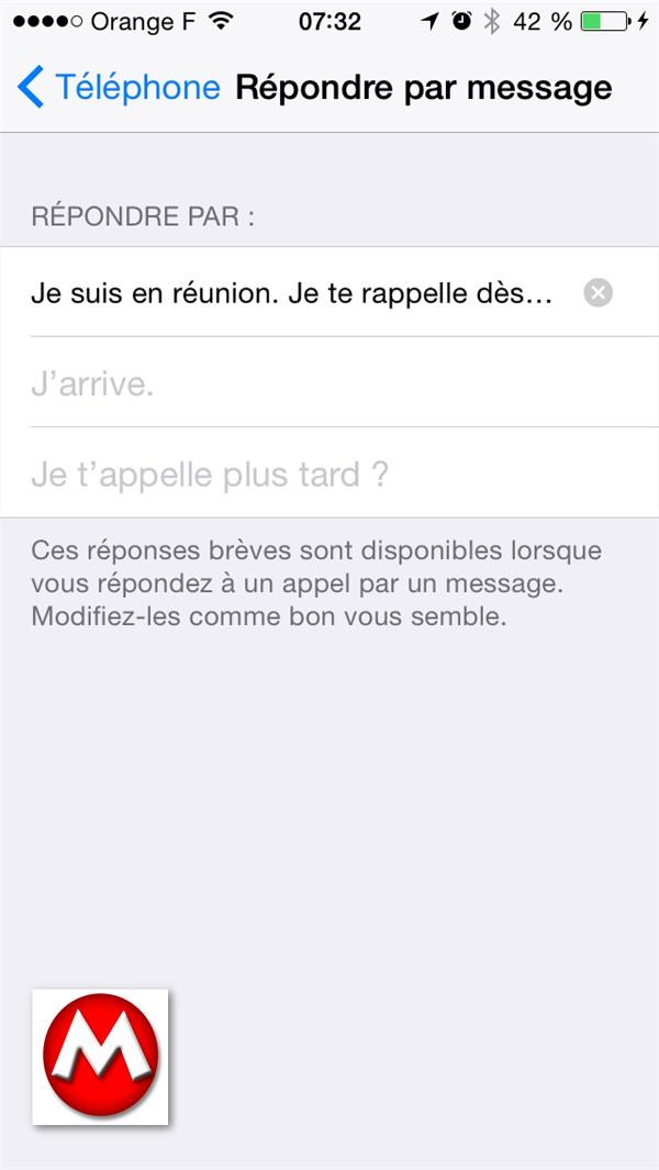 Tutoriel iOS : Répondre à un appel téléphonique par un message iOS_Repondre_par_message1