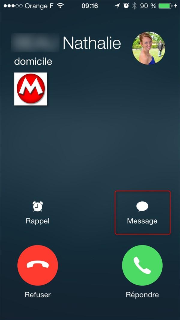 Tutoriel iOS : Répondre à un appel téléphonique par un message iOS_Repondre_par_message2