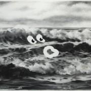 Eric Yahnker « A nervours surf » charbon et graphite
