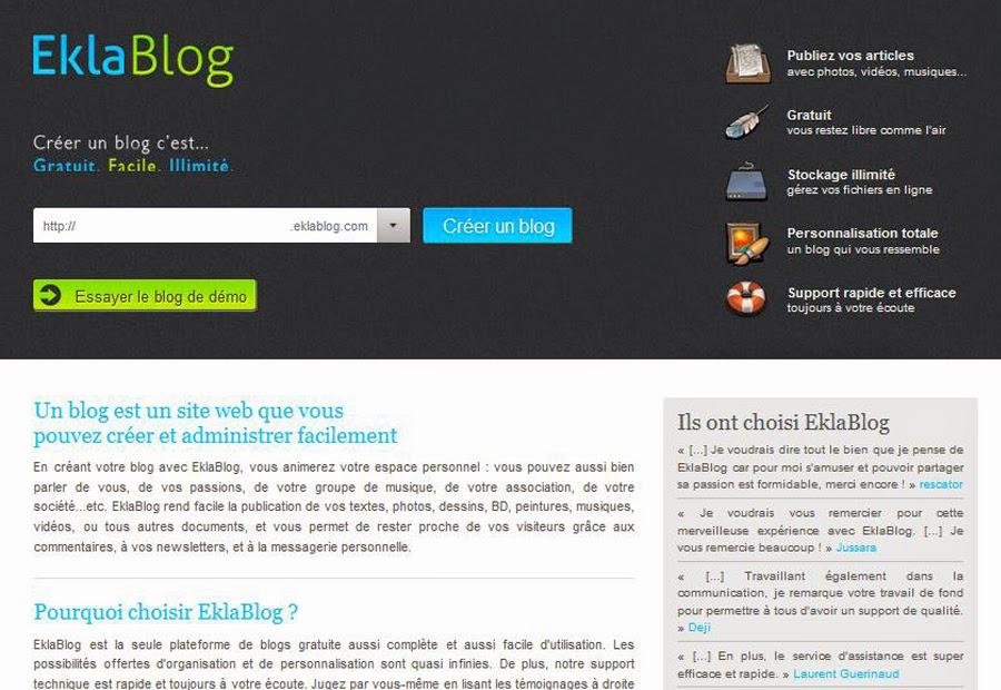 Créer un Blog gratuit sans compétences informatiques avec les Hébergeurs de Blogs Créer un blog gratuit sans compétences informatiques avec Eklablog.