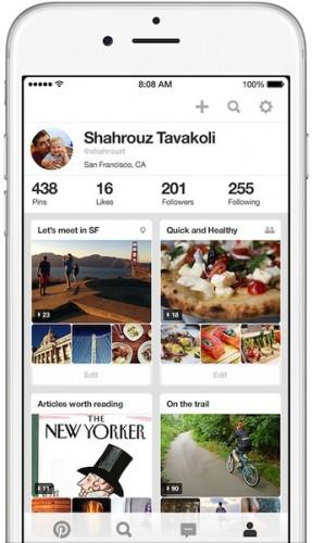 Pinterest peaufine l’interface de son application iPhone pinterest ios iphone nouvelle version 287x500 Pinterest peaufine l’interface de son application iPhone