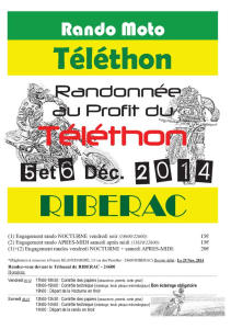 Rando moto Téléthon à Ribériac (24) le 5 et 6 décembre 2014