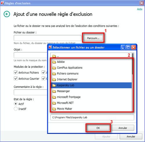 Ajouter une exclusion à Kaspersky Ajouter une exclusion à Kaspersky