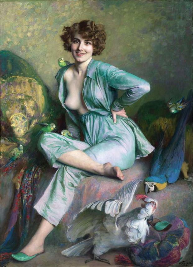 L’oiseau chéri Emile Friant les oiseaux familiers