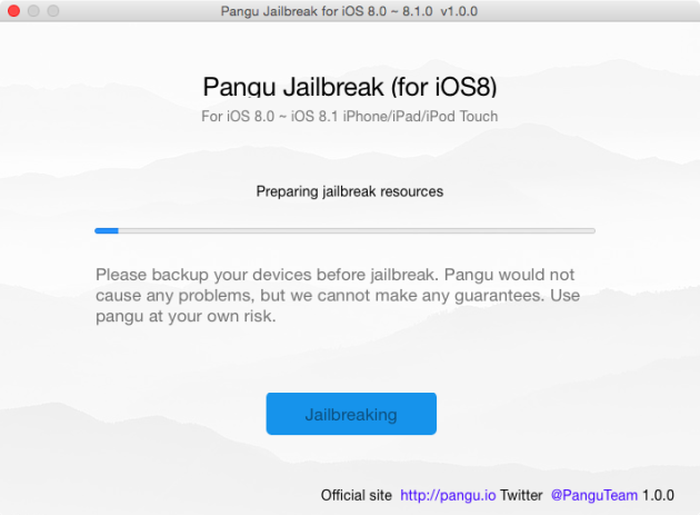Comment jailbreaker iOS 8 pour Mac iPhone 6 et iPhone 6 Plus Pangu-for-Mac-preparing-jailbreak-resources