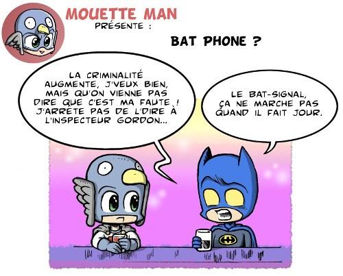 mouette man le plus grand super héros de l'univers parle avec batman un super héros un peu moins connu.