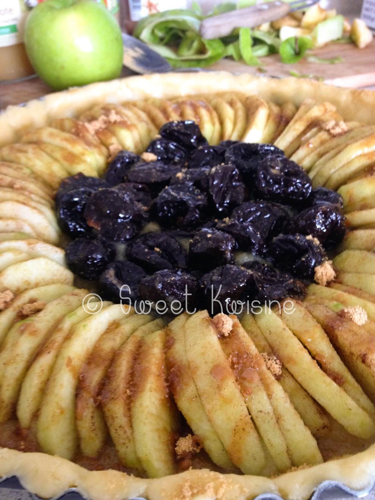 tarte aux pommes et pruneaux Sweet Kwisine, pommes, tarte aux pommes, pruneaux, compote de pommes, rapadura