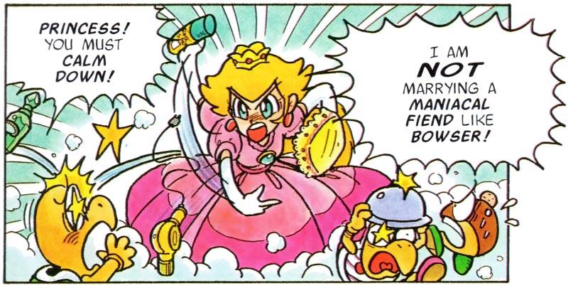 La princesse Peach, en vedette dans un épisode de la bande dessinée Super Mario Adventures.