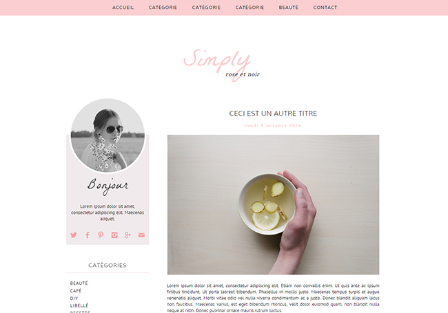 Design Blogger Simply rose et noir