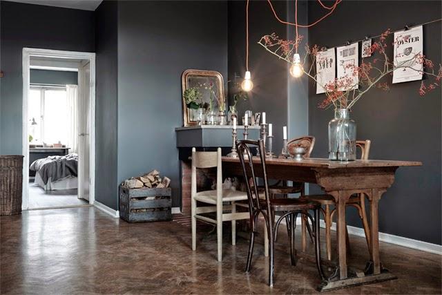 Une couleur : le gris Une matière : le bois Tendance deco couleur murs gris + bois naturel