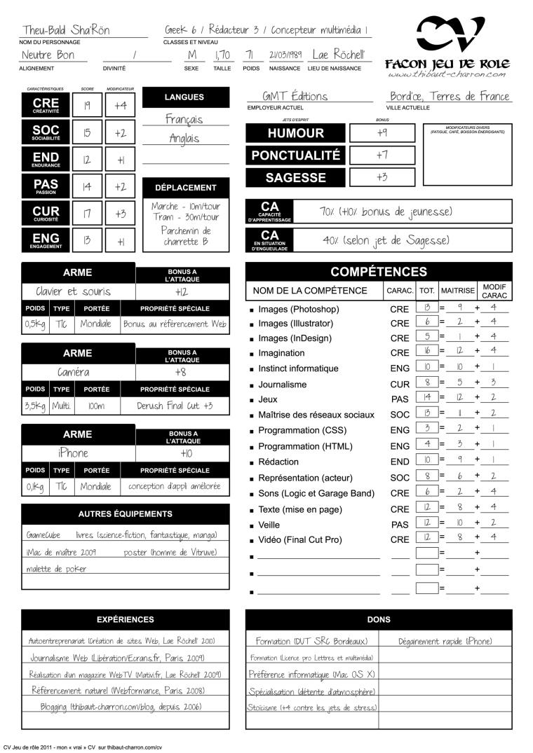 CV RPG Un CV façon jeu de rôle est ce que cest une bonne idée ?