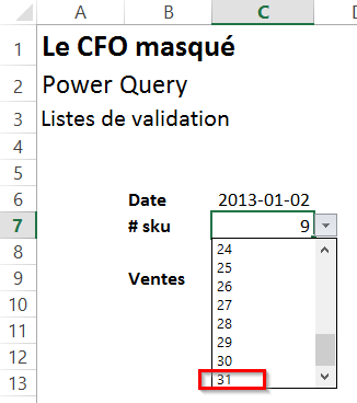 Power Query ajout liste validation
