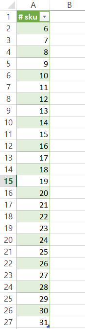 Liste validation nouveau sku