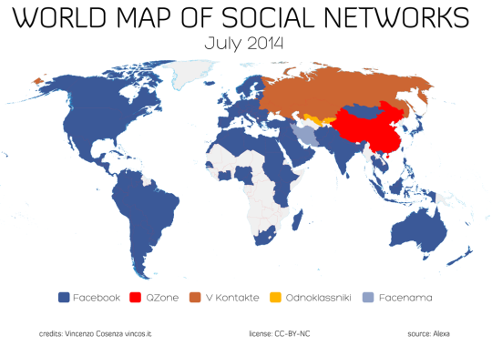 Le Content Marketing : nouvel eldorado du web des 5 prochaines années Carte des réseaux sociaux dans le monde en 2014