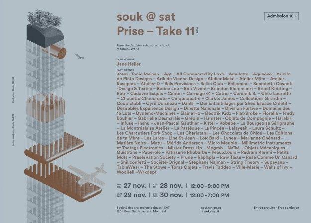 #ArtMTL #DesignMTL 5 designers incontournables parmi les 400 dossiers de soumission au @soukatsat à la @SATmontreal souk@sat-11_flyer