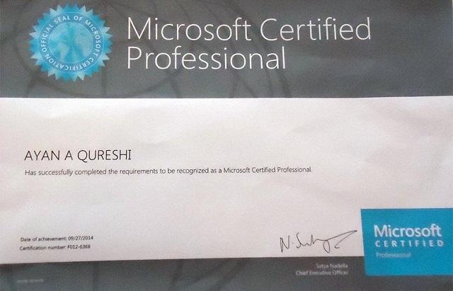 ayan microsoft certificat