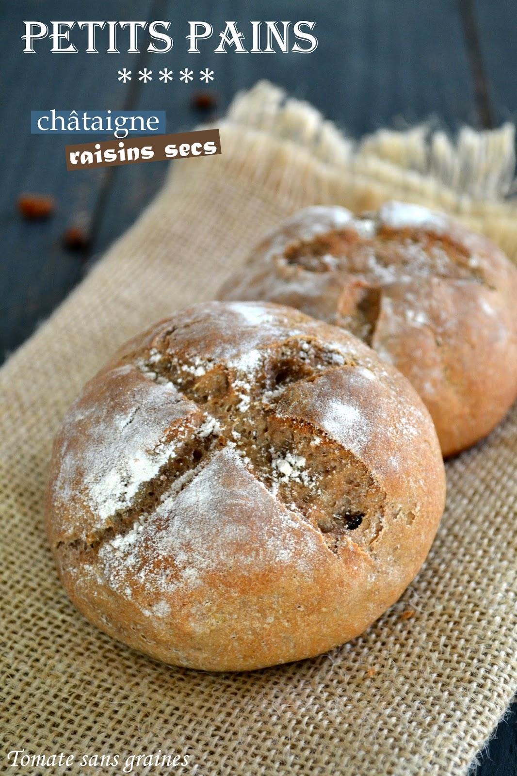Petits pains à la farine de châtaigne et aux raisins secs Petits pains à la farine de châtaigne et aux raisins secs