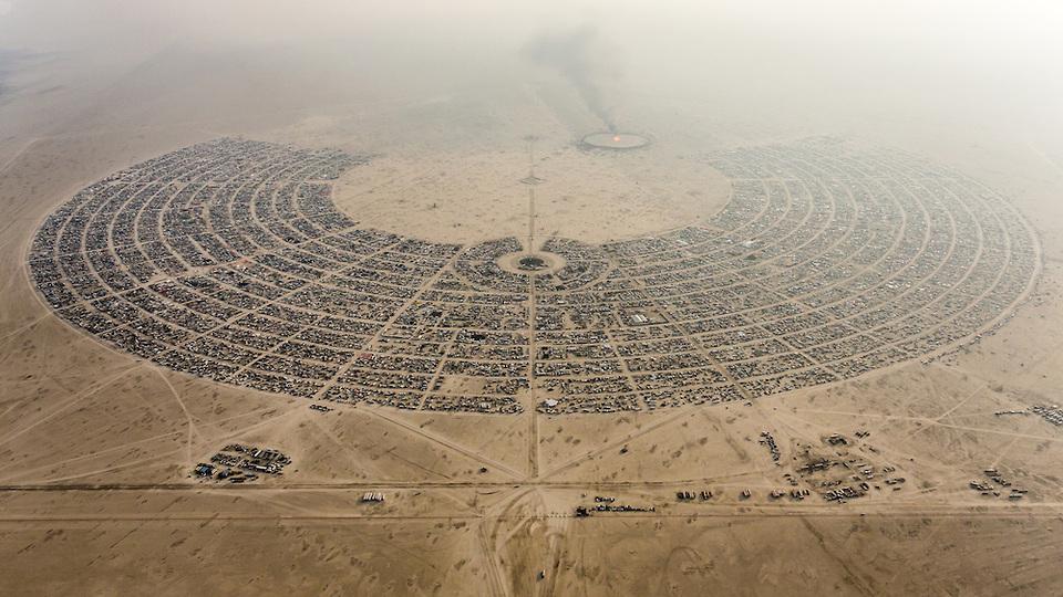 Aerial View Burning Man 2014 During Embrace Burn ©DUNCAN RAWLINSON