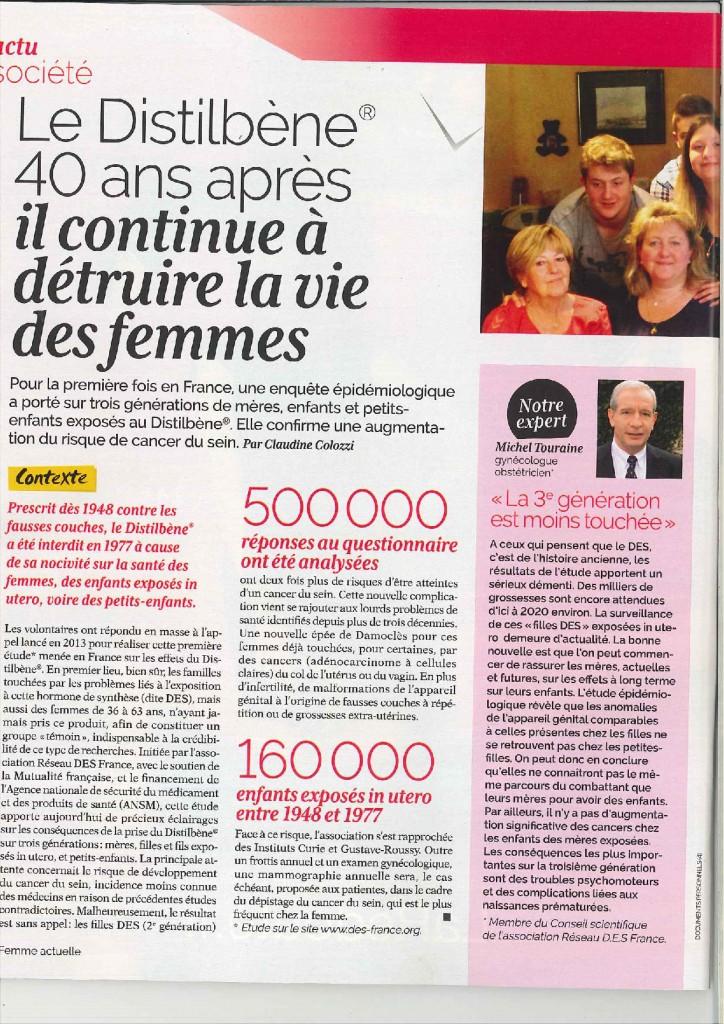 Mon interview dans le Femme Actuelle sur le Distilbène Femme Actuelle 1575 sur le Distilbène