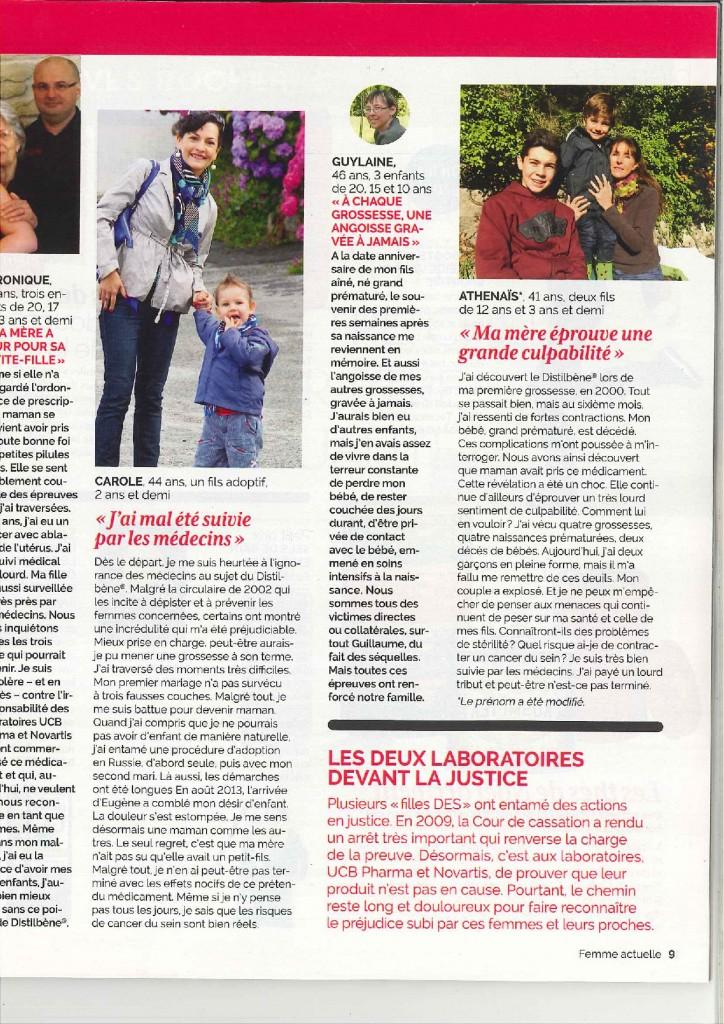 Mon interview dans le Femme Actuelle sur le Distilbène Femme Actuelle Distilbène 2