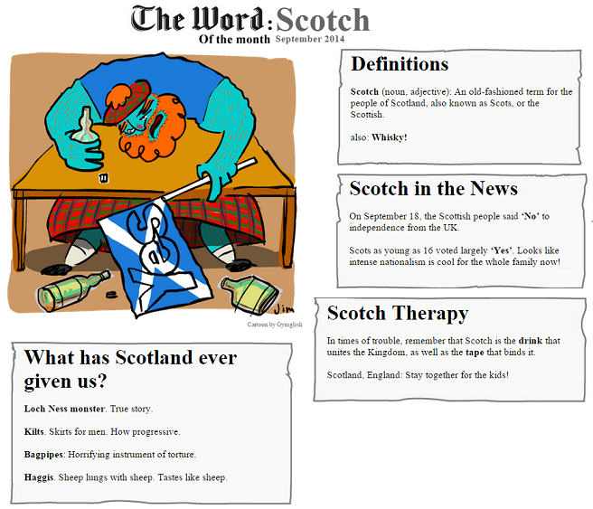 The Word of the Month (SEPTEMBER 2014) : SCOTCH