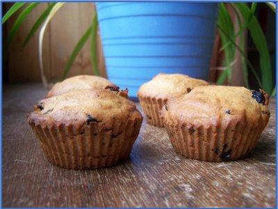 Muffins sans oeufs aux pommes et raisins secs