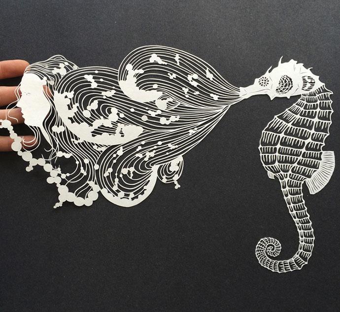 « Brave Bird » intricate paper art by Maude White
