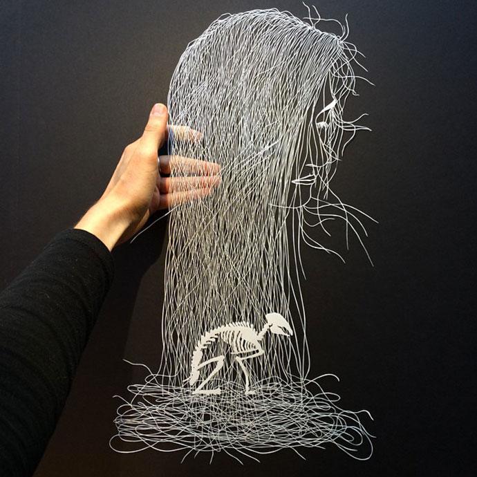 « Brave Bird » intricate paper art by Maude White