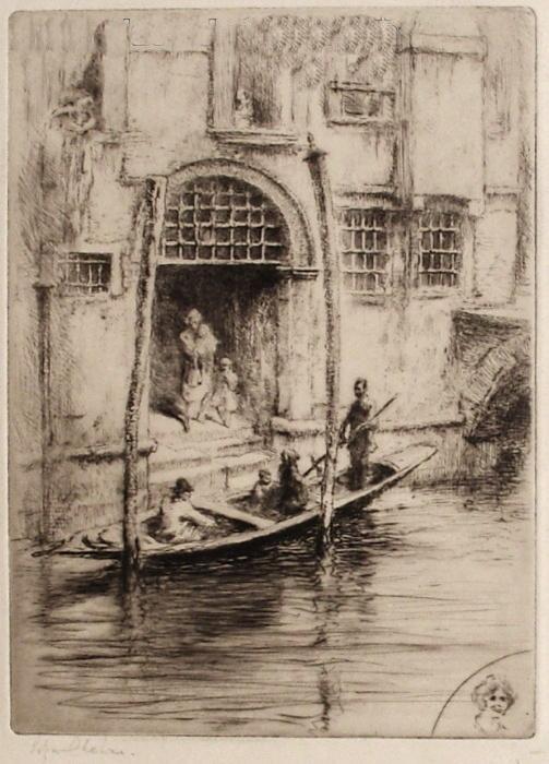 Venise, sandolo à la porte d'un palais (1926) 