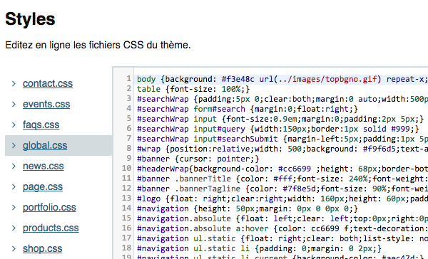 Edition du CSS en ligne