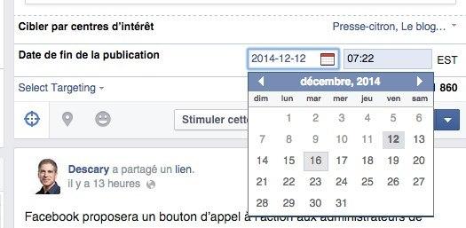 Page Facebook : ciblage par intérêts et date de fin pour les publications administrateur Page Facebook date de fin pour les publications Page Facebook : ciblage par intérêts et date de fin pour les publications