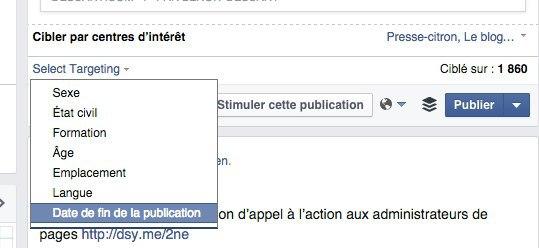 Page Facebook : ciblage par intérêts et date de fin pour les publications administrateur Page Facebook ciblage par intérêts et date de fin pour les publications Page Facebook : ciblage par intérêts et date de fin pour les publications