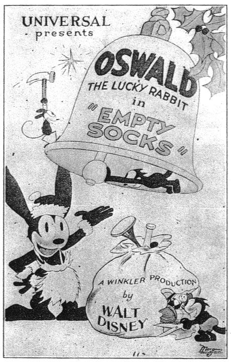 Norvège: des archivistes retrouvent un dessin animé Disney de 1927 Oswald_the_Lucky_Rabbit_Empty_Socks_poster-1
