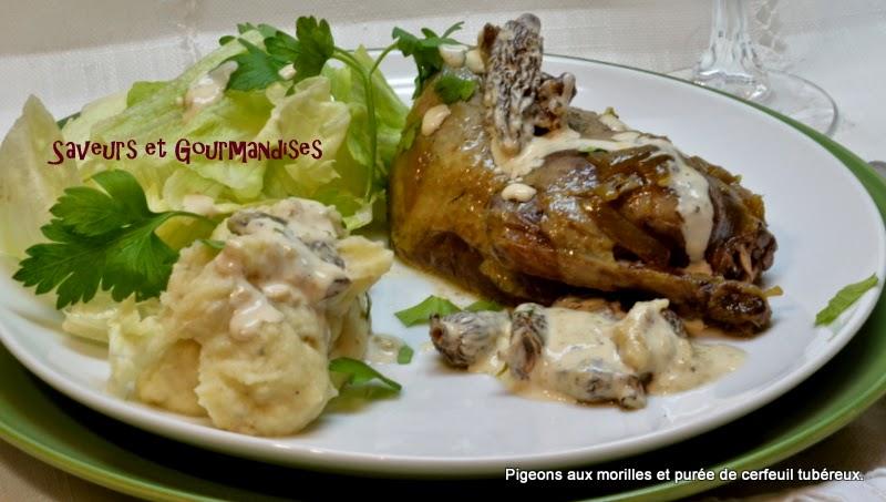 Pigeons aux Morilles et Purée de Cerfeuil. Pigeons aux Morilles et Purée de Cerfeuil.