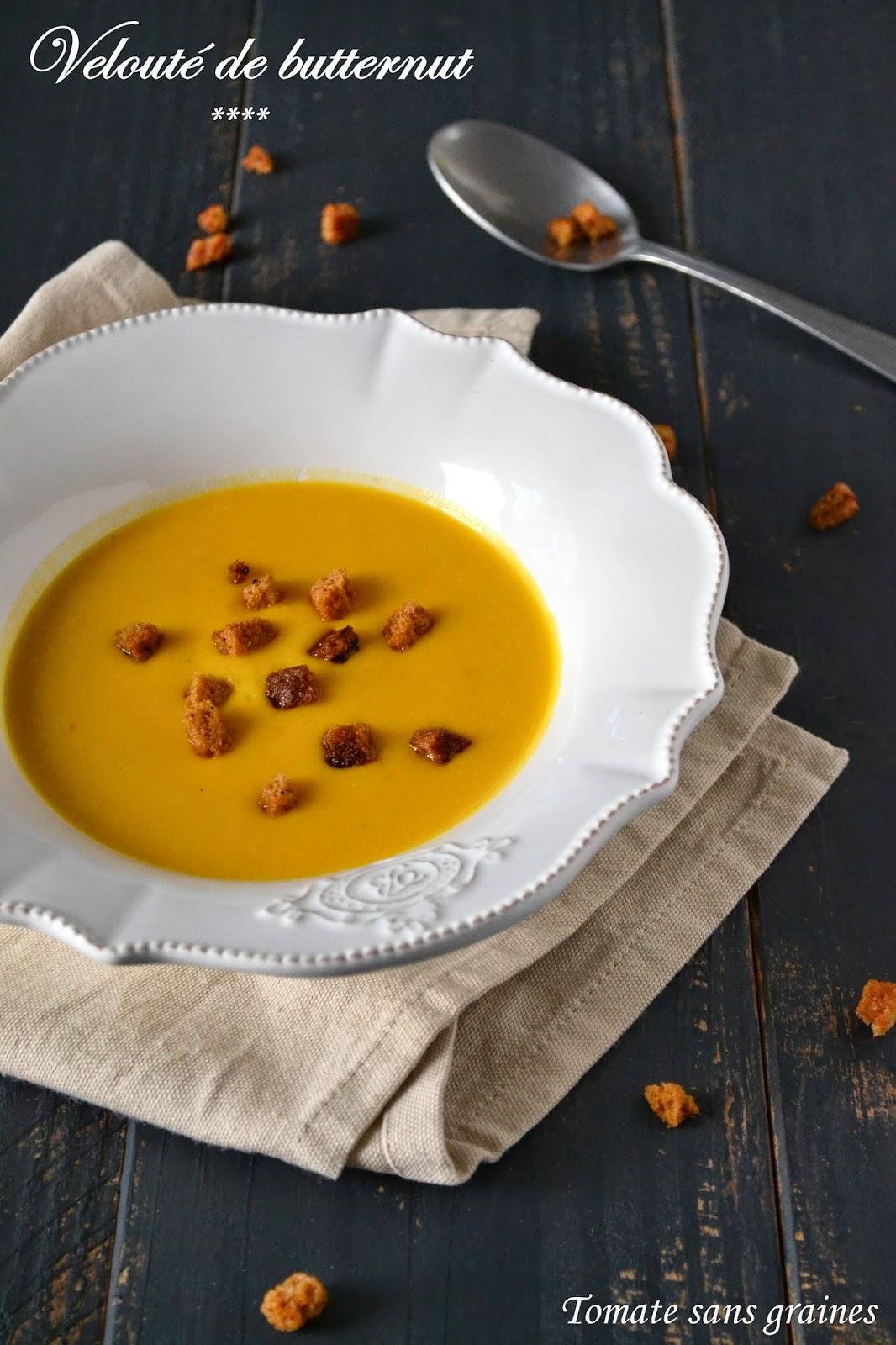 Velouté de butternut et ses croûtons de pain d'épices Velouté de butternut et ses croûtons de pain d'épices