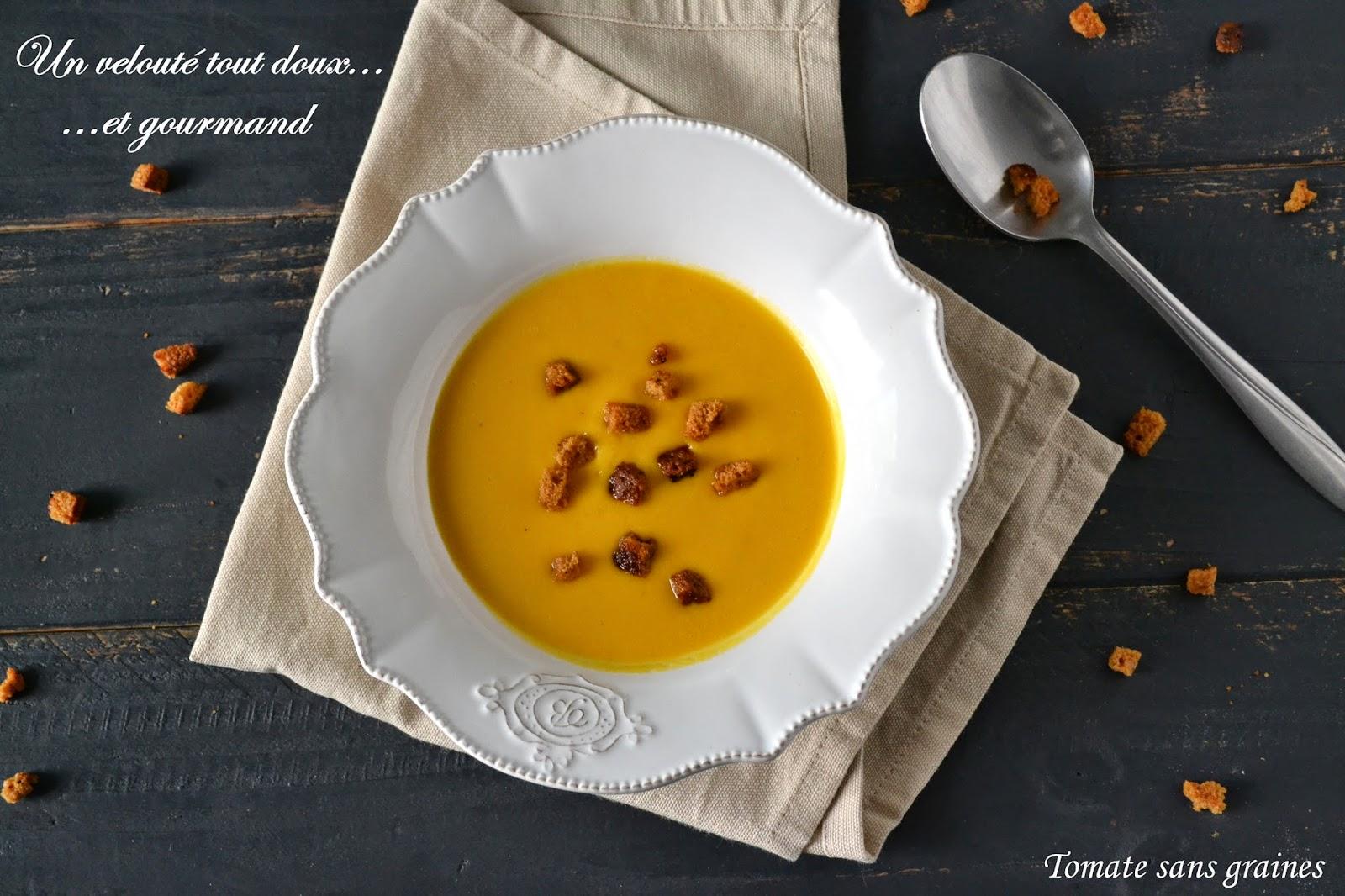 Velouté de butternut et ses croûtons de pain d'épices Velouté de butternut et ses croûtons de pain d'épices