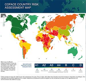 Comment optimiser la présence digitale d’une marque à l’international ? carte dynamique du risque pays - site coface.com