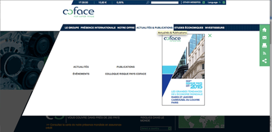 Comment optimiser la présence digitale d’une marque à l’international ? présence digitale : menu déroulant du site coface
