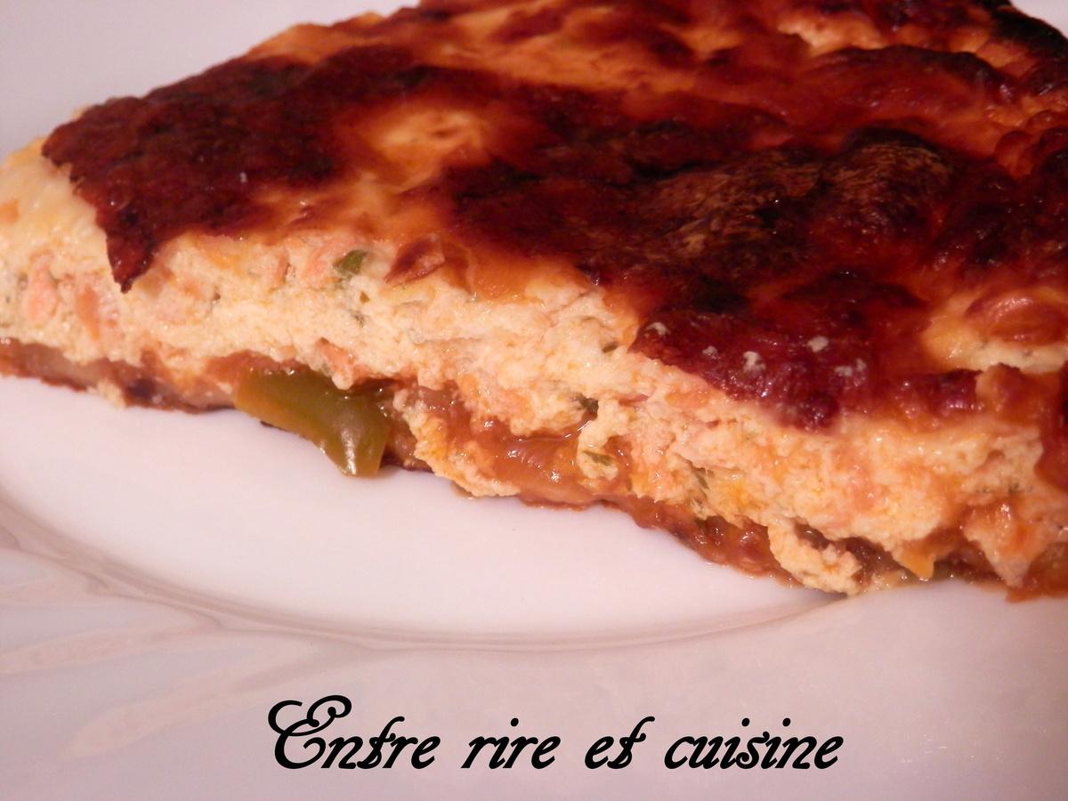 Quiche au Saumon fumé, fromage blanc et confit de poivrons