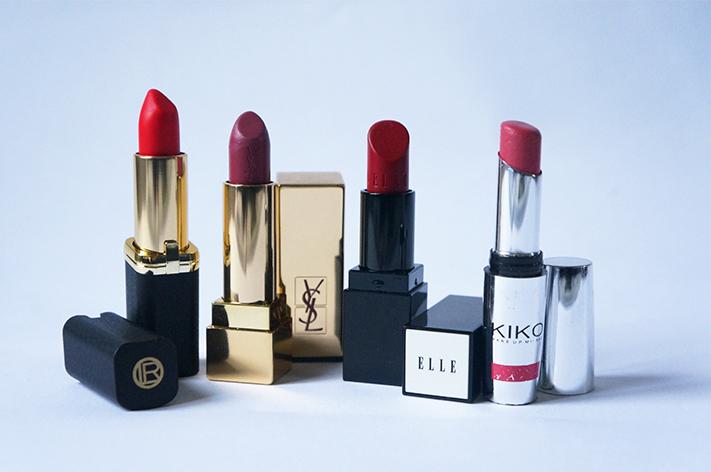 Rouges à lèvres - l'Oréal Pure Red Ines - YSL Rose Stiletto Yves Saint Laurent - Elle S06 - Kiko Unlimited Stylo 02 - test avis