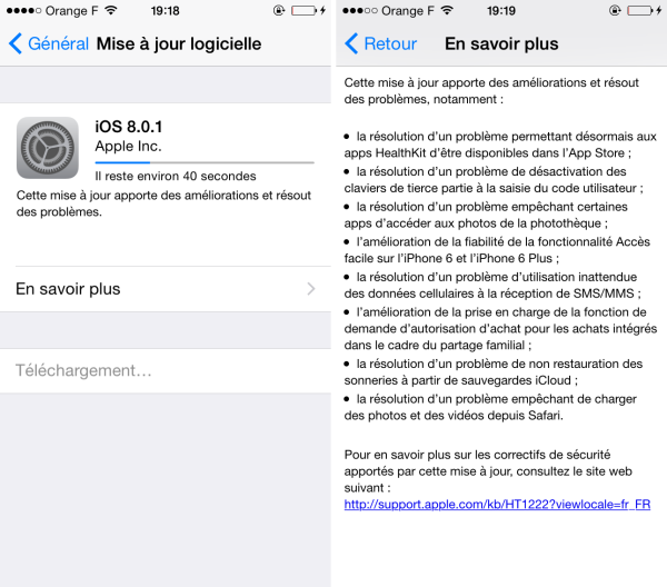 iOS 8.0.1 est disponible (NE PAS INSTALLER)