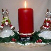 Porte-bougie avec renne de Noël  en porcelaine froide 