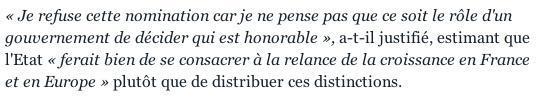 Piketty refuse la Légion d'honneur Piketty refuse la Légion d'honneur