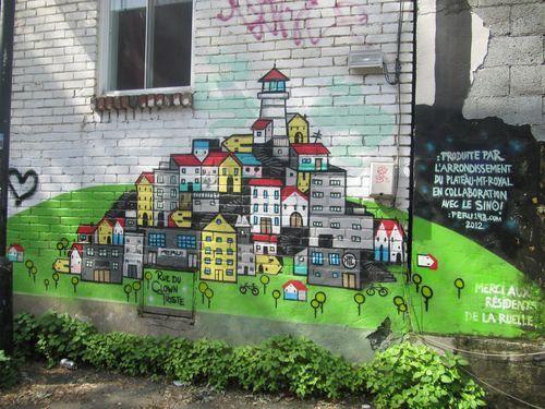 Canada - Montréal Les fresques - 5 - vous voyez la petite pancarte sous le dernier dessin et bien la voilà en plus gros