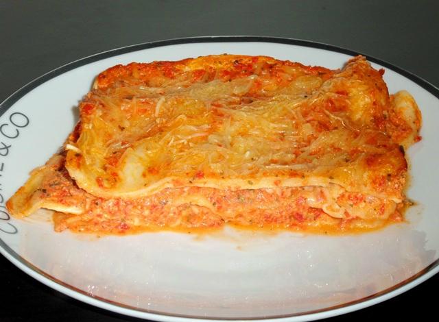 Lasagnes ricotta poivrons jambon (part)